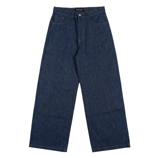 SNATCHED Baggy Jeans – Raw Denim Blue