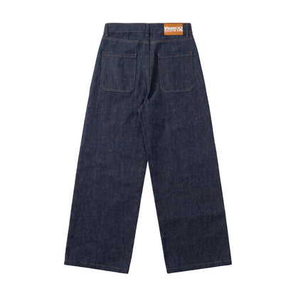 SNATCHED Baggy Jeans – Raw Denim Blue